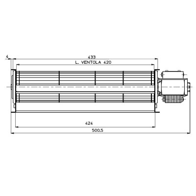 Tangential fan Fergas for pellet stoves Deville with Ø60 mm, Flow 280 m³/h - Fergas