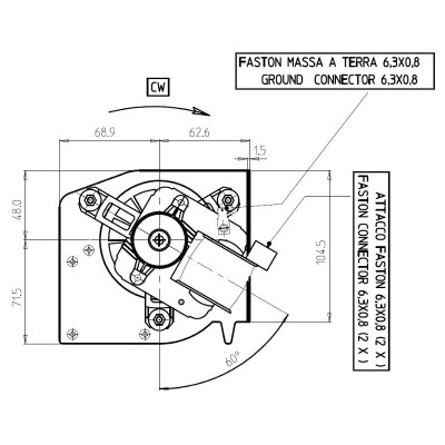Double cross-flow fan for pellet stoves Edilkamin with Ø80 mm, flow 660 m³/h - Fans and Blowers