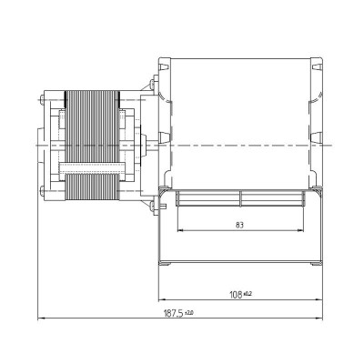 Centrifugal fan Fergas for pellet stoves Ecoforest, Edilkamin, Italiana Camini and others, flow 258 m³/h - Product Comparison