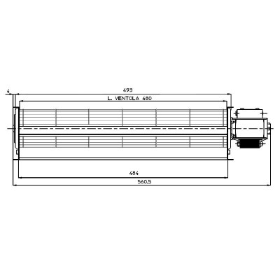 Tangential fan Fergas for pellet stoves Edilkamin, Cadel and others, with Ø60 mm, Flow 250 m³/h - Fergas