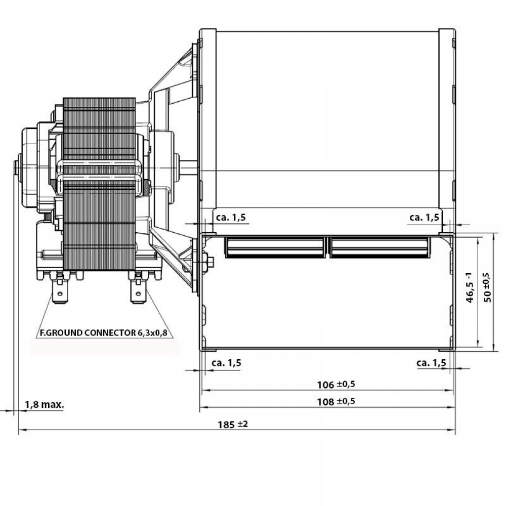 Centrifugal fan EBM, flow 210 m³/h | Fans and Blowers | Pellet Stove Parts |
