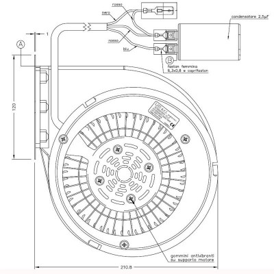 Centrifugal fan Natalini  for pellet stoves Eco Spar, Deville, Puros and others- Sit Group, flow 480 m³/h - Fans and Blowers