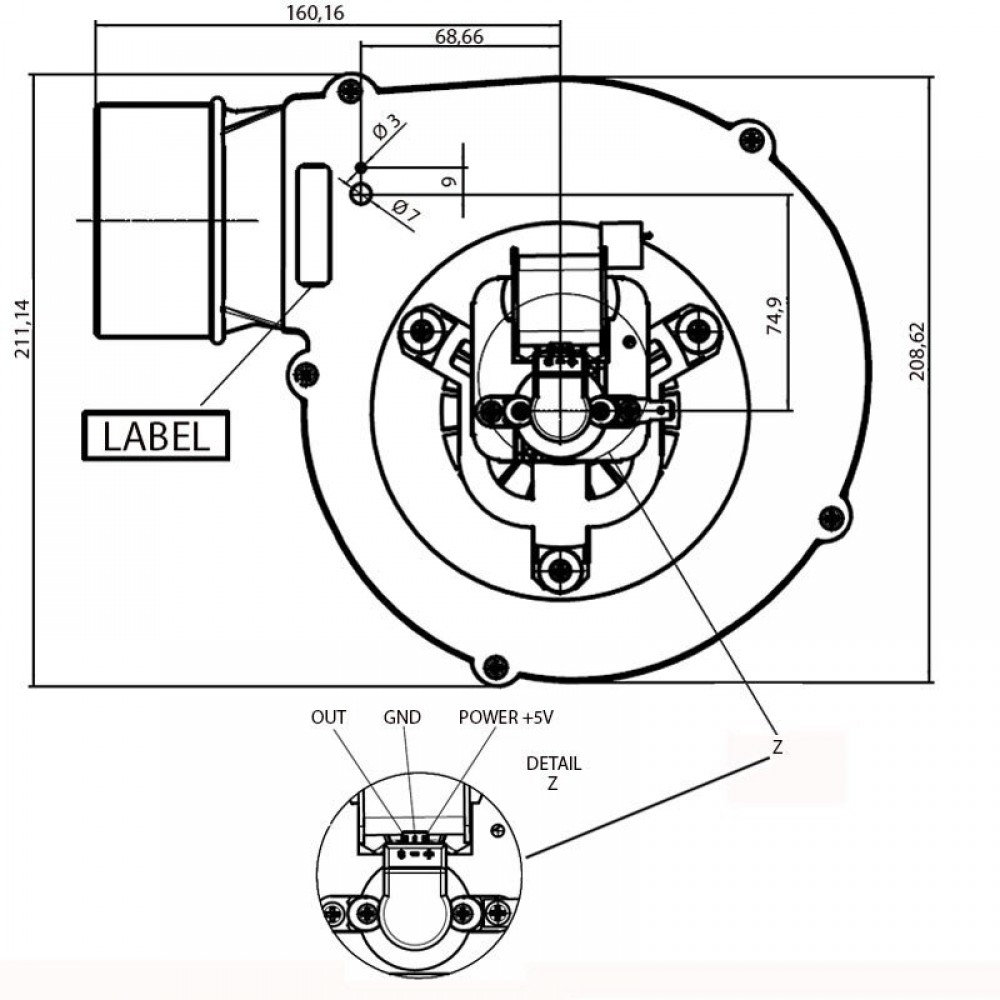 Smoke extractor Fergas 162 m³/h for pellet stoves Ecoteck, Ferroli, Ravelli, Sideros and others | Fans and Blowers | Pellet Stove Parts |