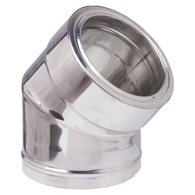 Twin wall chimney elbow 45°, Stainless steel AISI 304, Insulation, Φ150-200 - Spiroduct