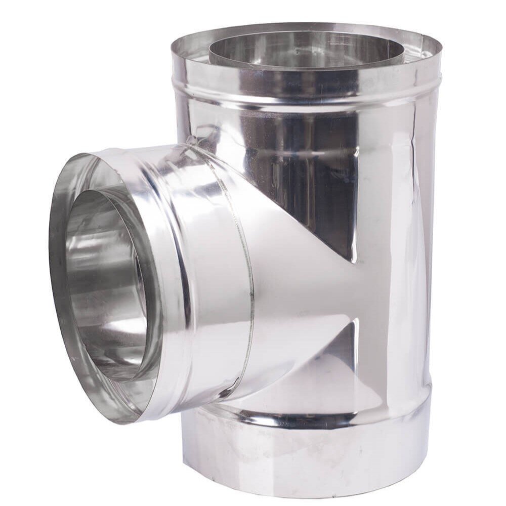 Chimney twin wall tee with cap 90°, Insulation, Stainless steel AISI 304, Φ180-230 | Twin Wall Flue | Chimney |