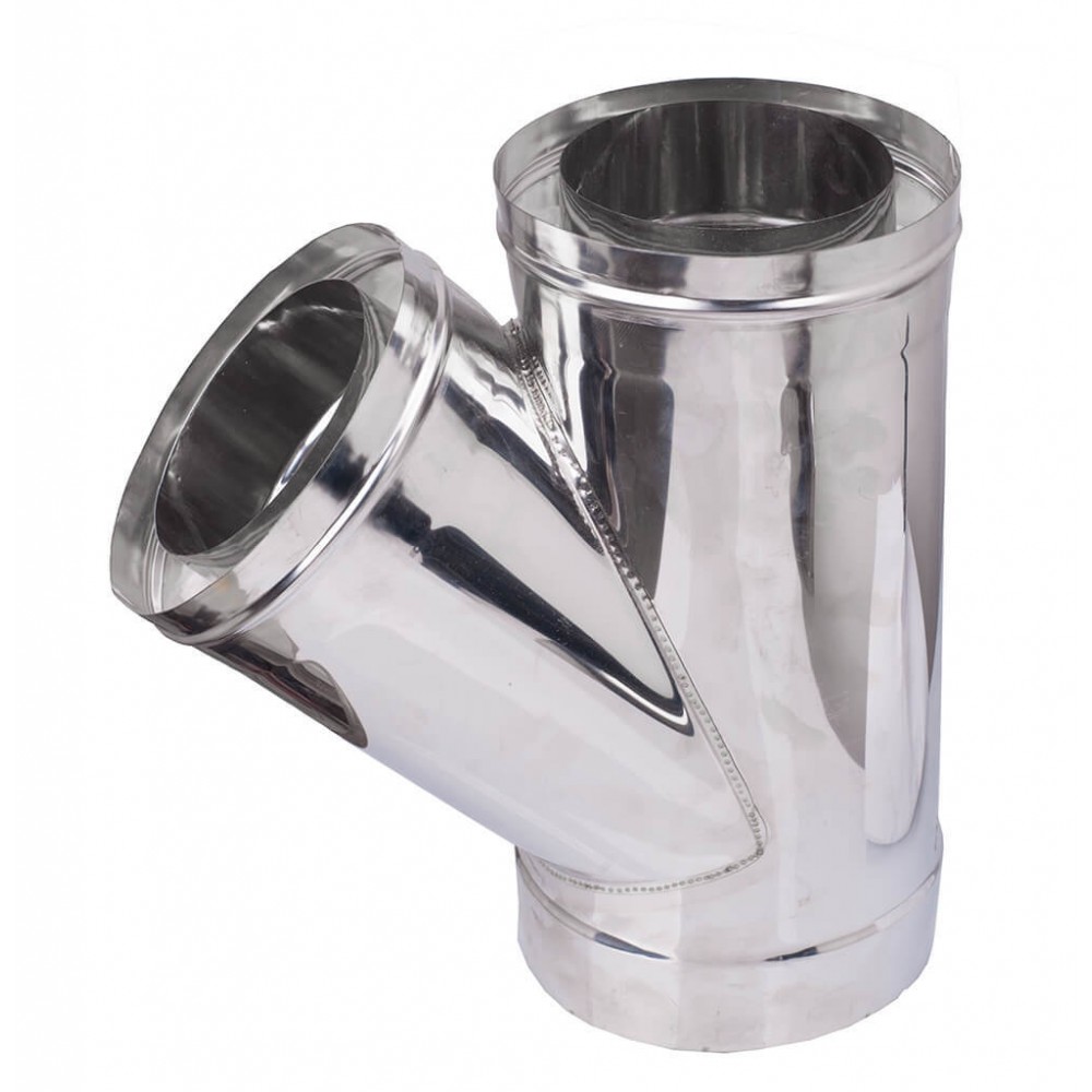 Chimney twin wall 135° tee with cap, Insulation, Stainless steel AISI 304, Φ150-200 | Twin Wall Flue | Chimney |