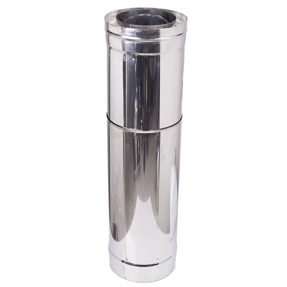 Telescopic twin wall flue pipe, Stainless steel AISI 304, Straight, Insulated, Length 51 - 90cm, Φ80-130 - Φ300-350