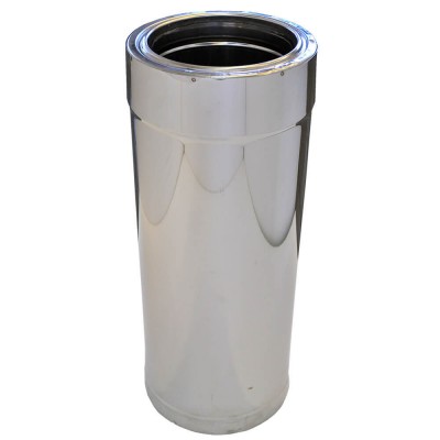 Twin wall flue pipe, Stainless steel AISI 304, Straight, Insulated, Length 0,5m, Φ80-130 - 