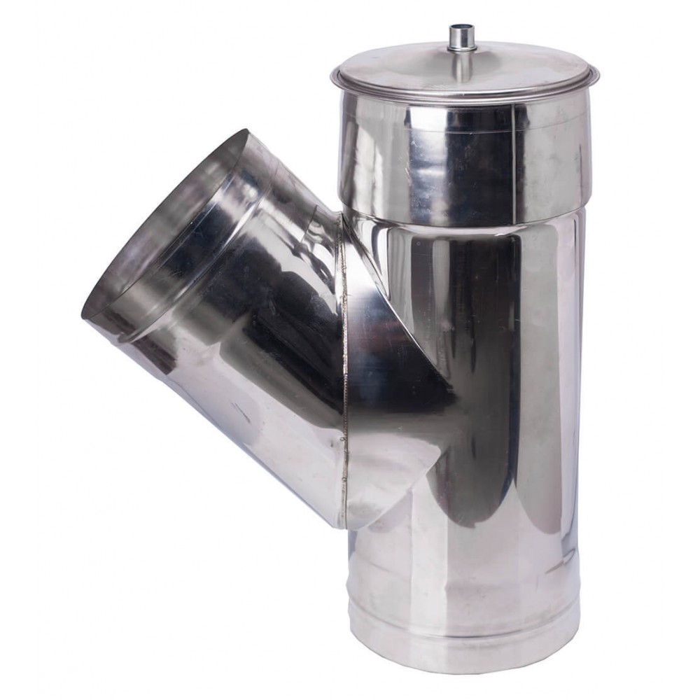 Chimney tee with cap 135°, Stainless steel AISI 304, Φ100 | Flue | Chimney |
