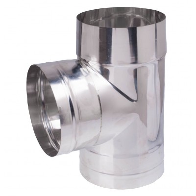 Chimney tee with cap 90°, Stainless steel AISI 304, Φ80 - Flue