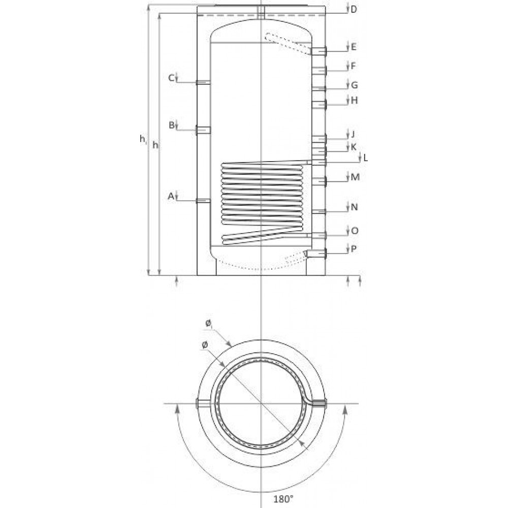 Buffer Tank Sunsystem, Model PR 300, Capacity 300L, One heat exchanging coil Vessel | Buffer Tanks | DHW Cylinders & Buffers |