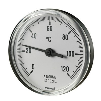 Bimetallic thermoplastic thermometer Cewal, Rear stem 50mm x 1/2'' - Control Devices