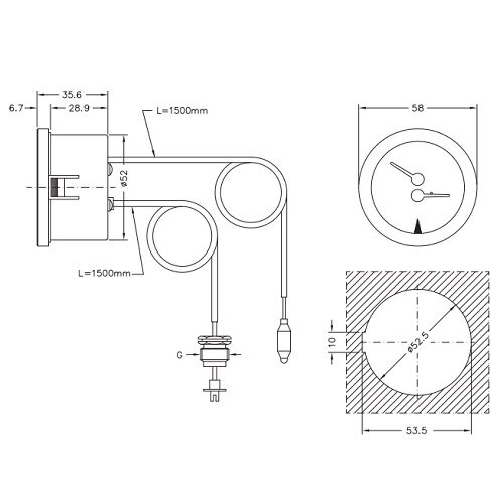Capillary thermomanometer Cewal, Thermoplastic case | Thermometers/Manometers | Control Devices |