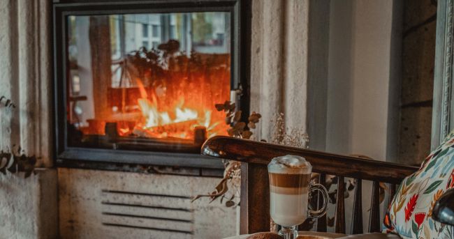 wood burning fireplace