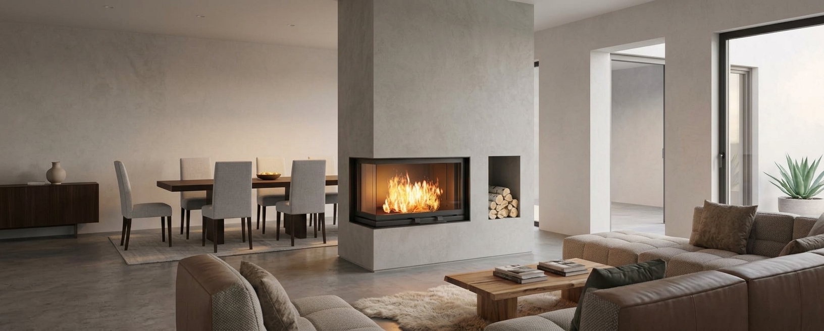 Velmora Fire fireplaces in a modern interior