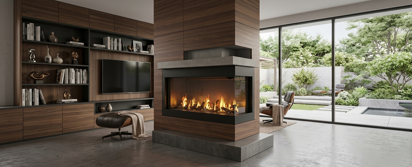 Velmora Fire corner built-in fireplace