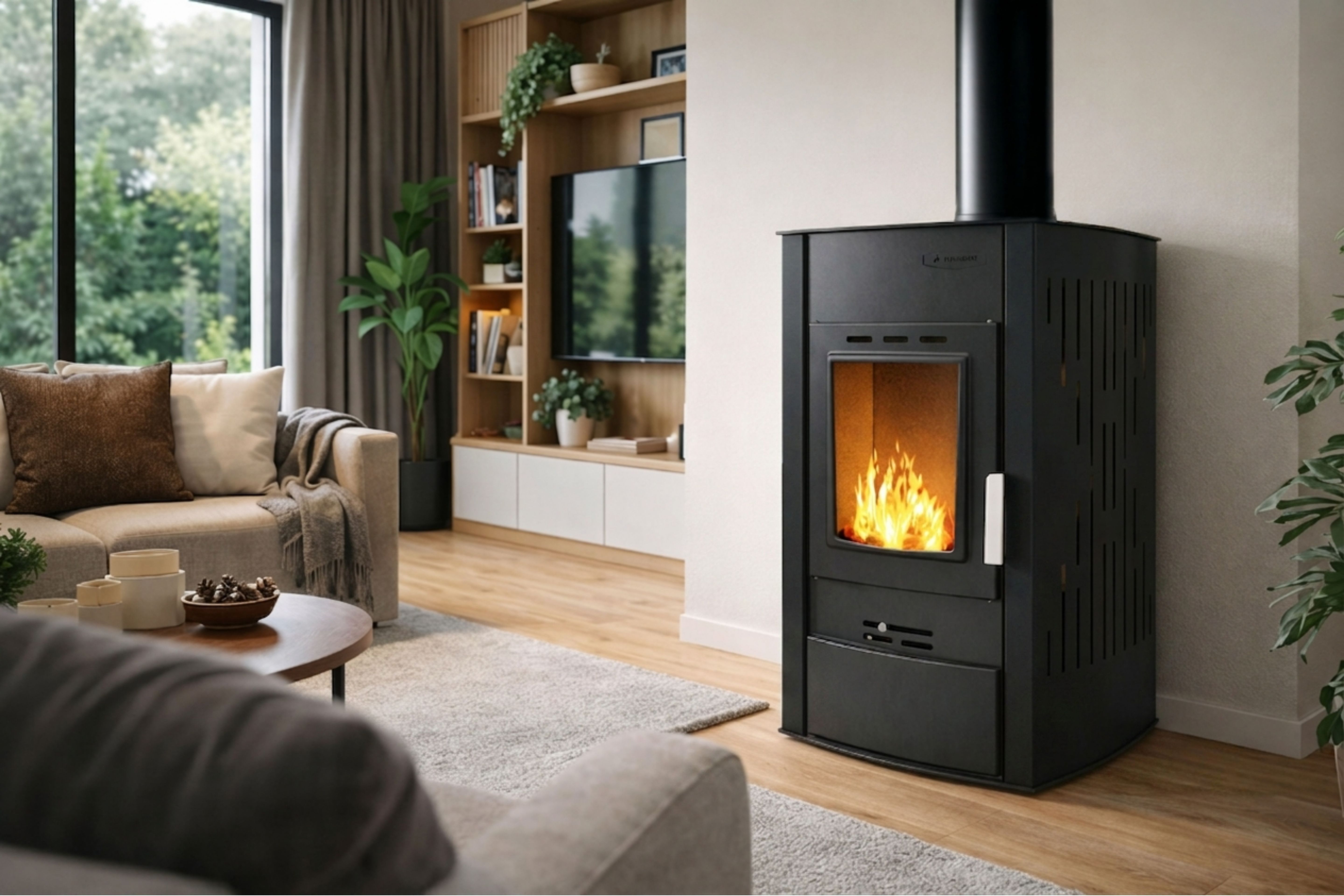 Wood-burning fireplace with water jacket